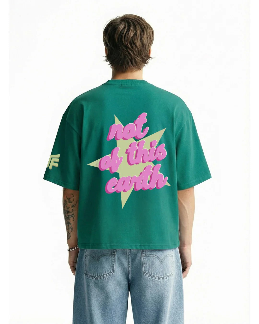 Clostar Oversized Typography Graphic T-Shirt – Emerald Green Premium Cotton Relaxed Fit