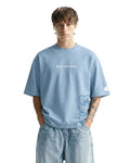 Clostar Oversized Graphic Print T-Shirt – Sky Blue Cotton Relaxed Fit